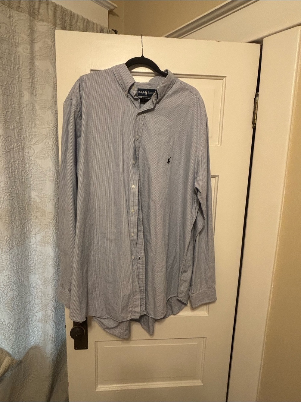 Ralph Lauren Men’s Light Blue Striped Button-Down Dress Shirt